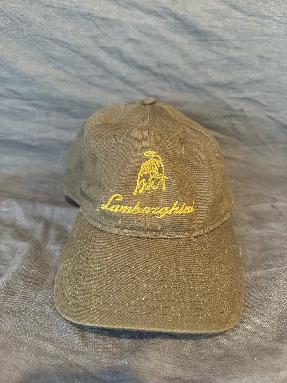 Lamborghini Black Hat Cap Strap Back Embroidered Logo